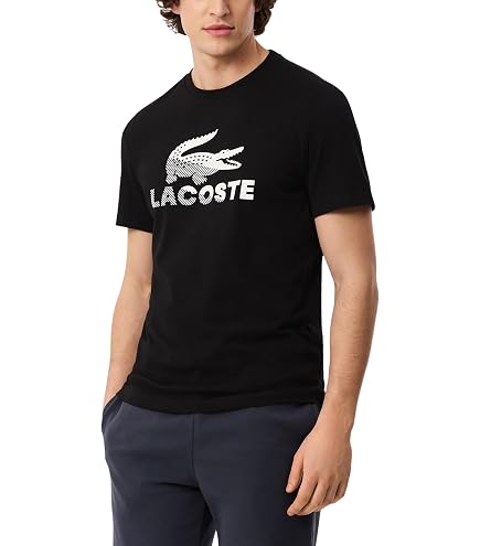 Lacoste Men's Signature Print Cotton T-Shirt, Black, X-Small